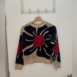 THML Bold Floral Sweater - Red and Navy
